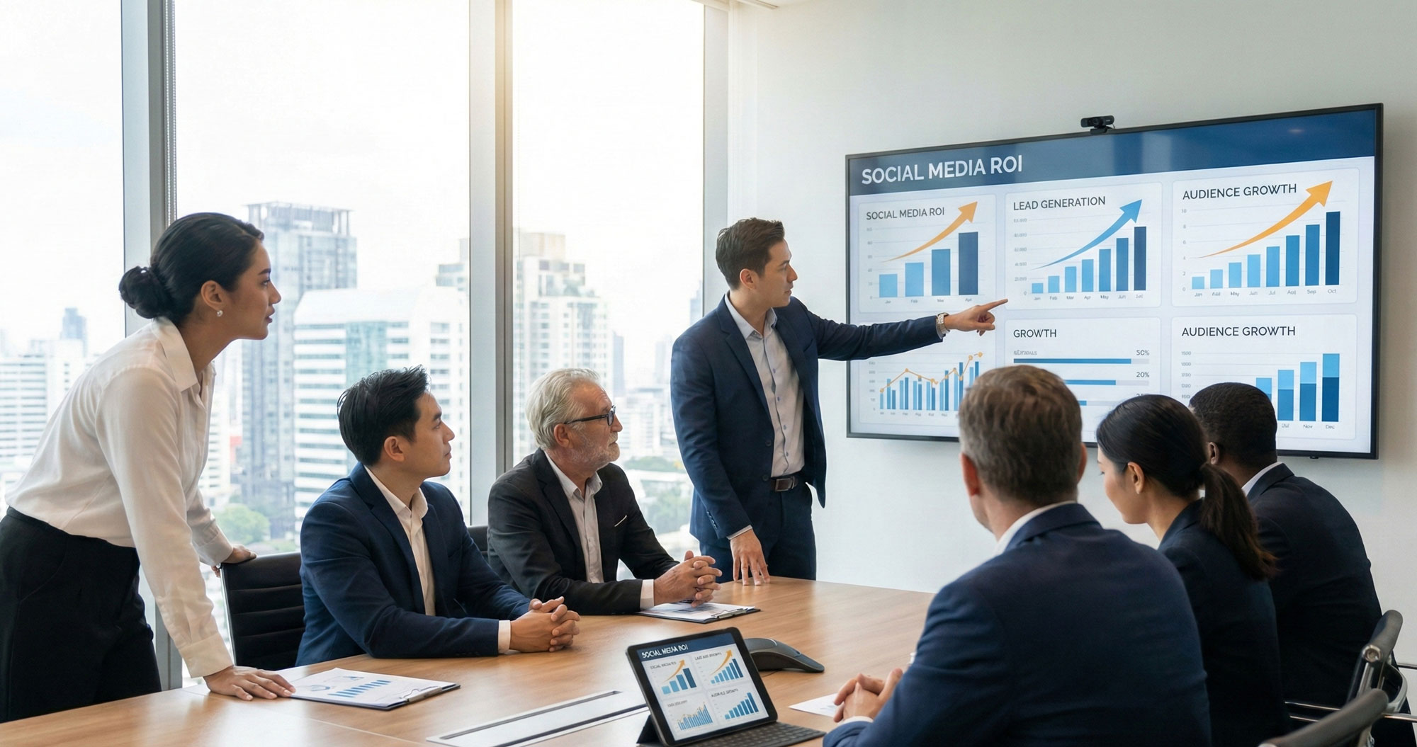 Graph showing ROI metrics for social media leadership support
